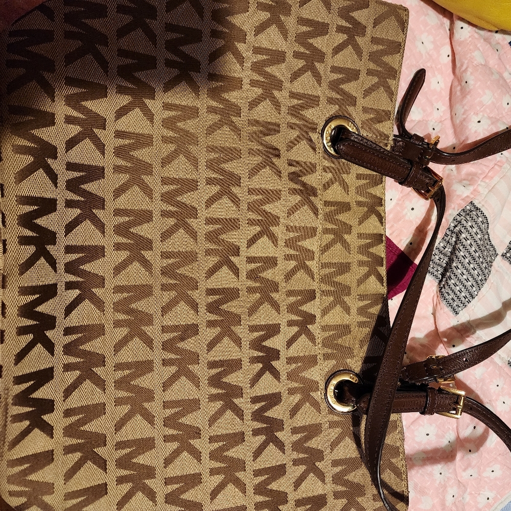 Michael Kors Tan and Brown Signature Tote